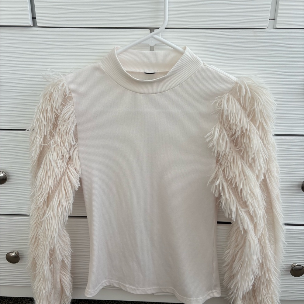 Boutique Feather Sleeve Top